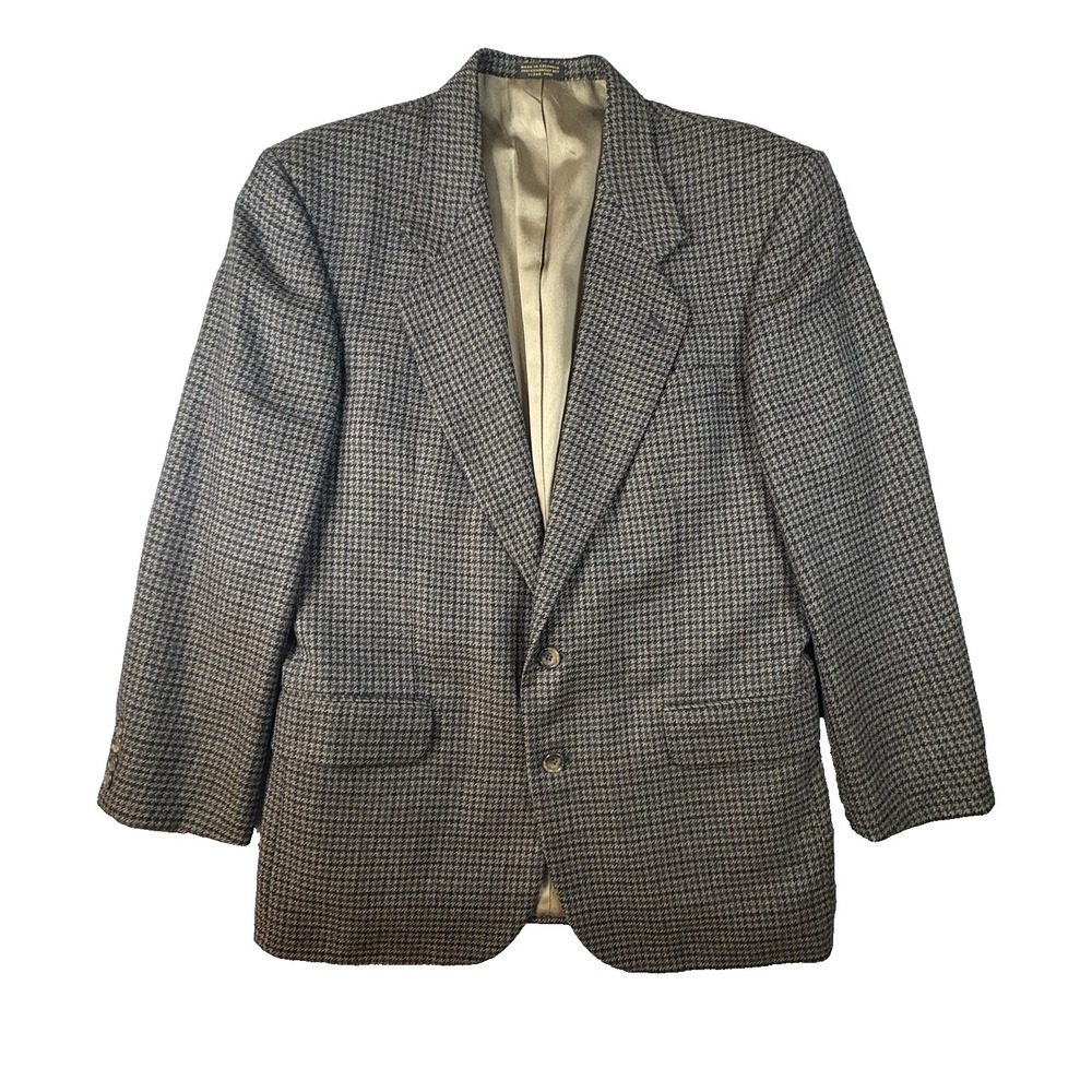 Oscar de la Renta‎ Men's 42R (~44R) Green Brown Black Houndstooth Wool Blazer